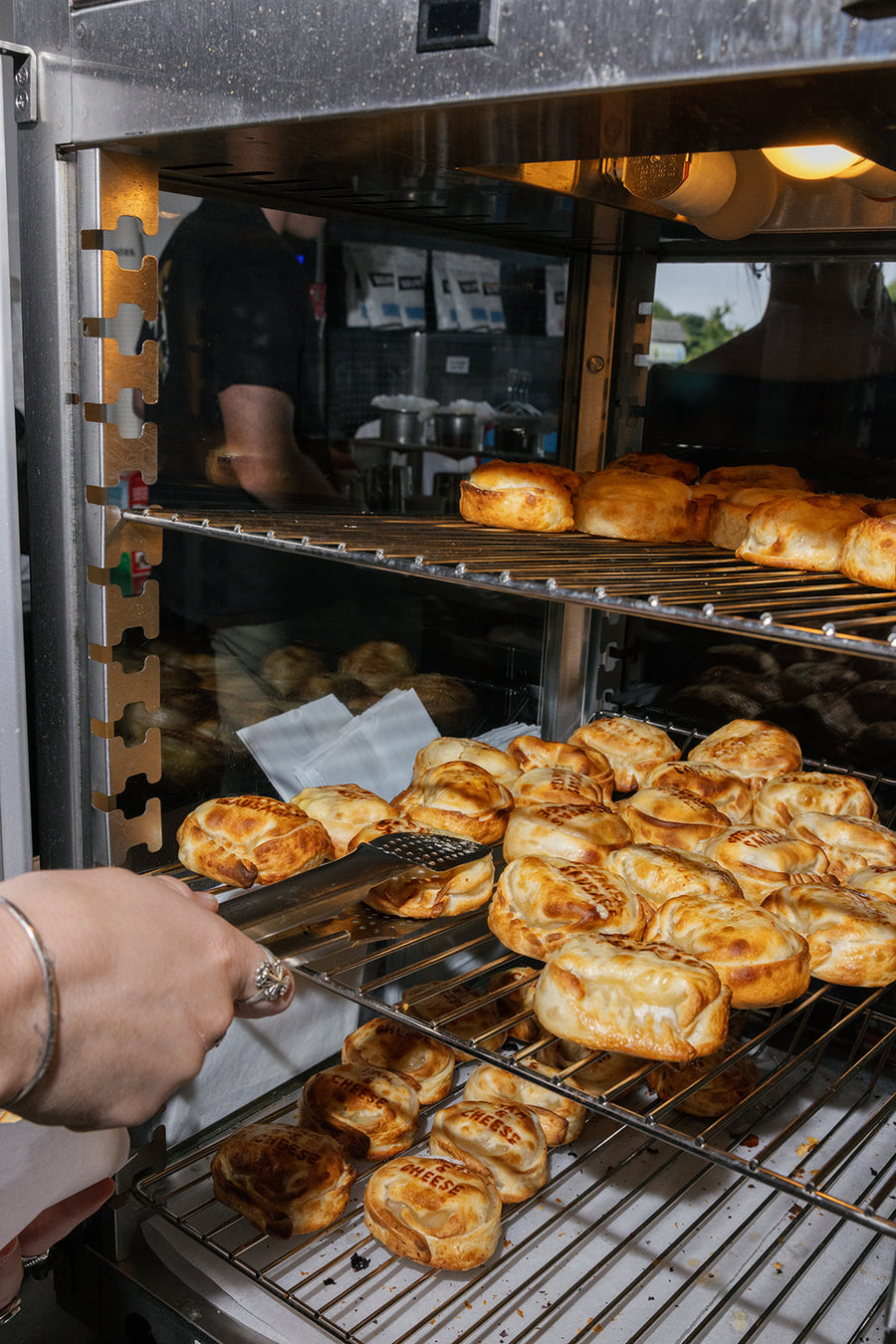 Empanadas coming out of the oven