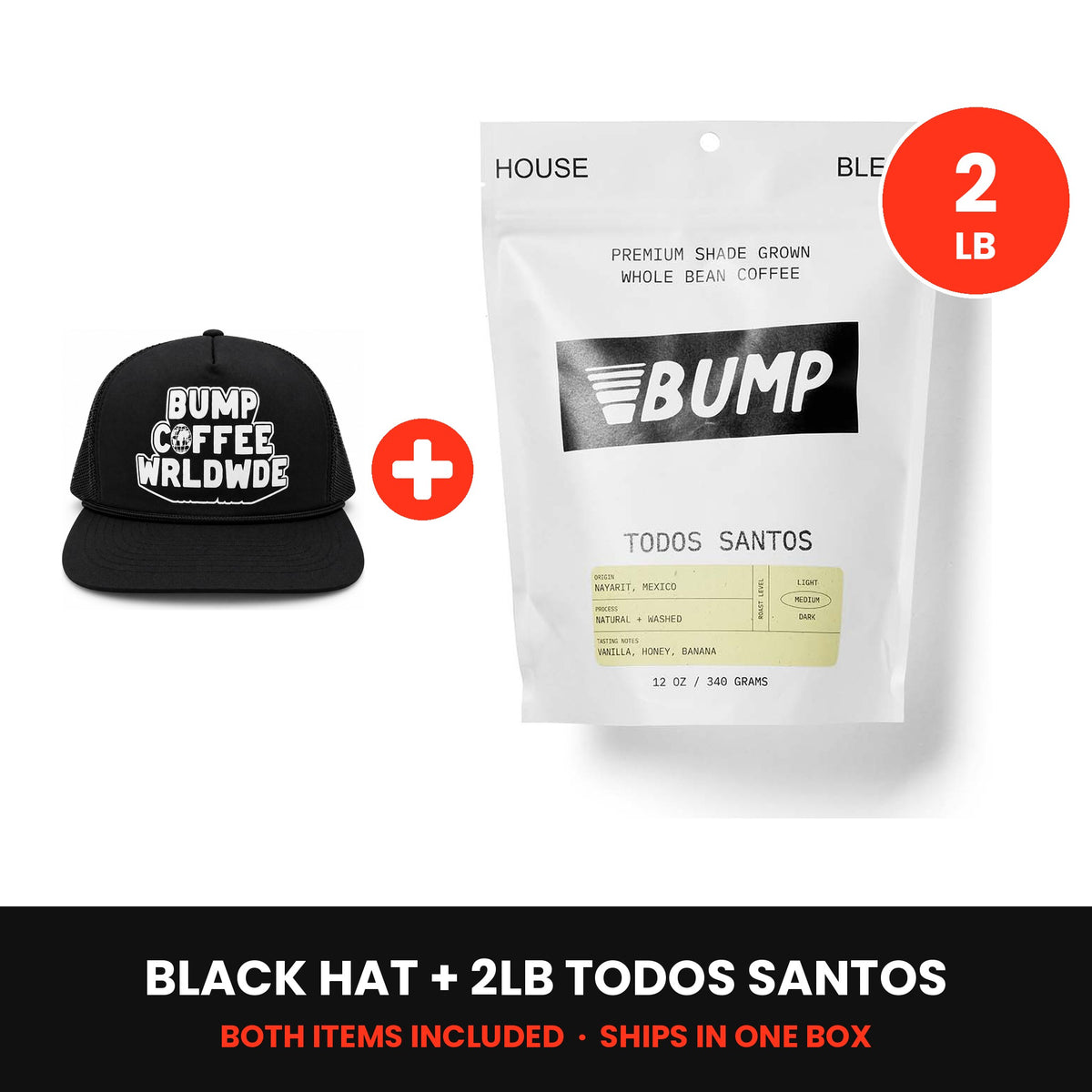 Worldwide Kit: black hat plus a 2lb bag of Todos Santos, both included