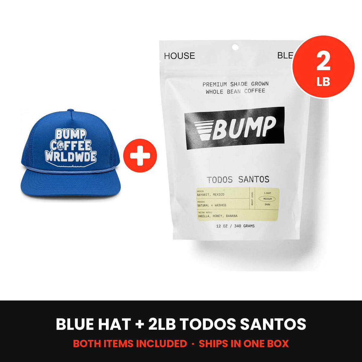 Worldwide Kit: blue hat plus a 2lb bag of Todos Santos, both included
